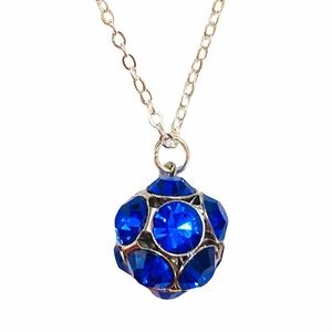 Blue Crystal Rhinestone Cluster Pendant Necklace